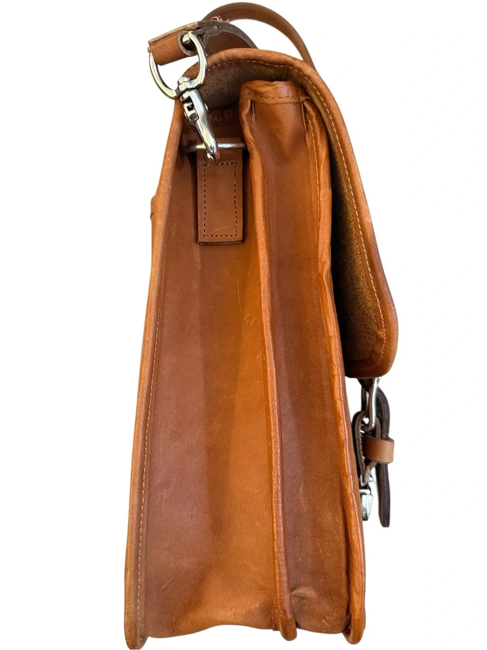 Vintage Robert Cheau Saddle Tan Leather Briefcase Messenger Bag Unused